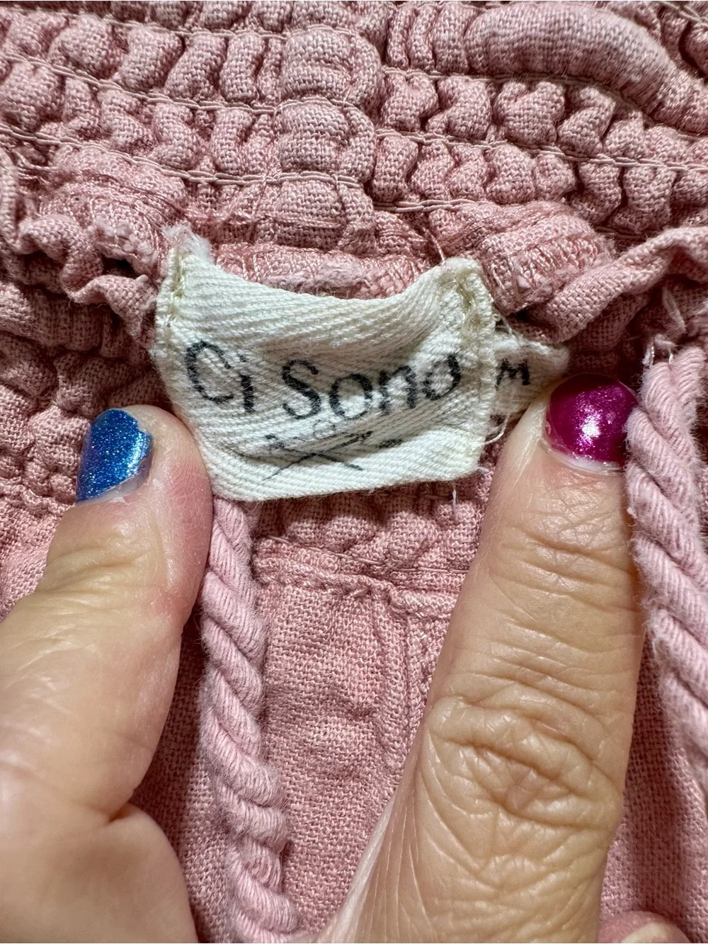 Ci Sono Pink Linen Blend Wide Leg Drawstring Pants Size M